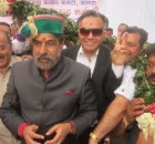 Anand Sharma flanked by Bali and Kaul Singh at Palampur