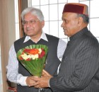 CM greeting Ashwani Kumar at Shimla