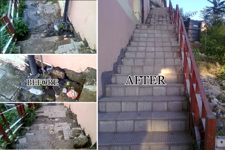 The Stairs outside Software Technology Park(STPI) building block ( Before and After) - Himachal Watcher, how to use eSamadhan, Shimla News, Himachal Pradesh News, Activism