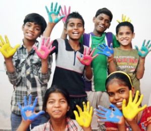 Delhi’s Invisible Children in Limca Book of Records with colorful hands