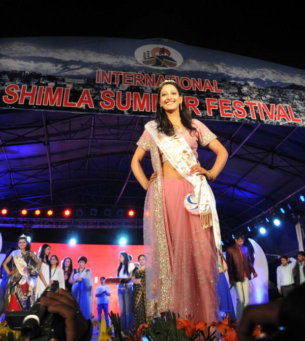 Miss Shimla, Shivya Pathania in a jubilant mood after a fashion show. June '2013