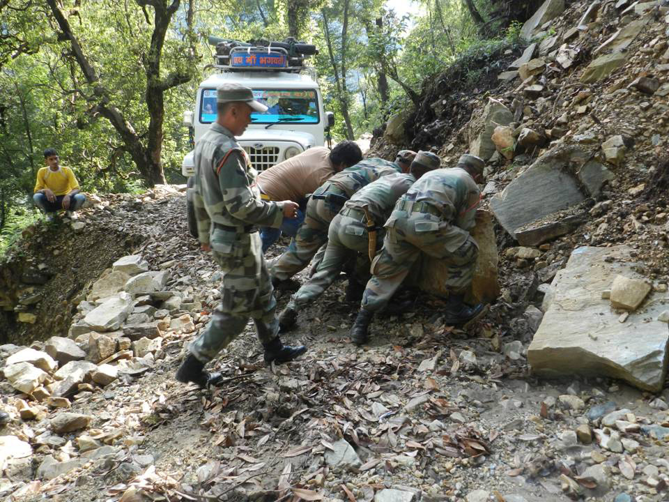 Army personnel busy in rescue operations in Pindari glacier, in Uttarakhand.